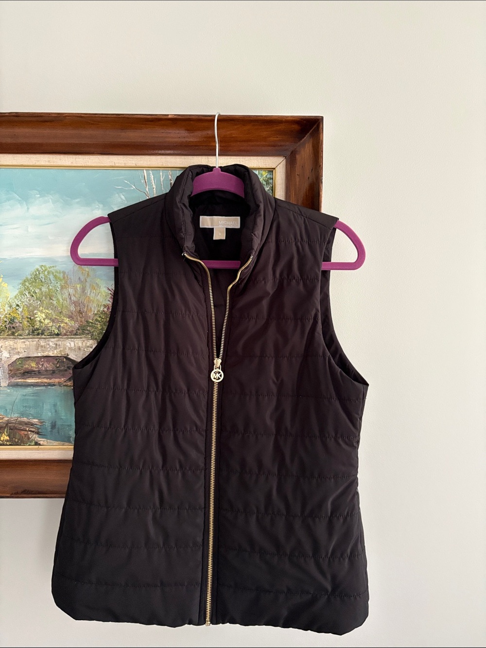 Women’s Michael Kors Black full zip Mock neck quilted puffer Vest